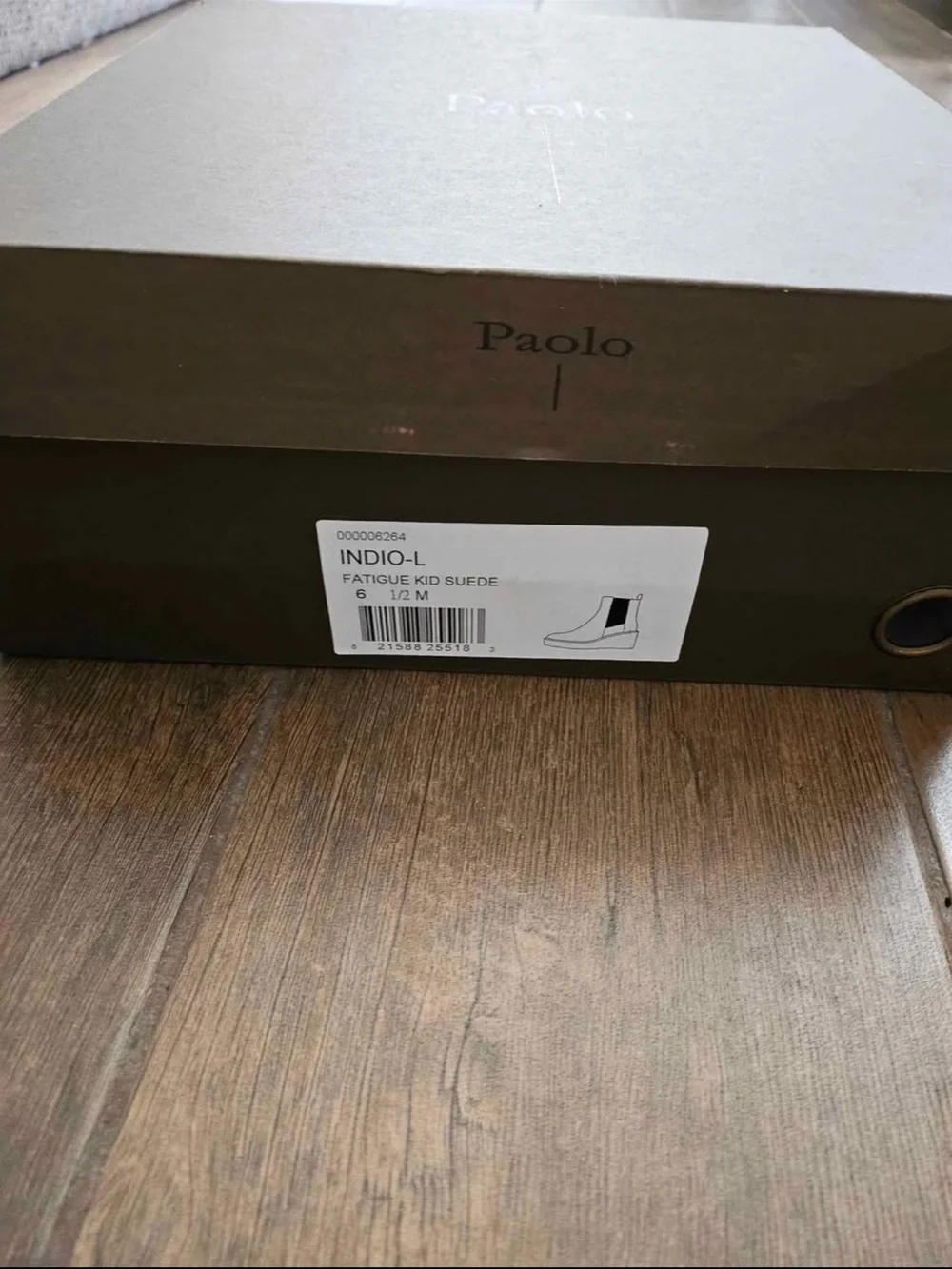 Paolo Indio Suede Wedge Boot in Fatigue Taupe and Black Sole